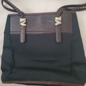 BRIGHTON VINTAGE Black and Brown Nylon tote